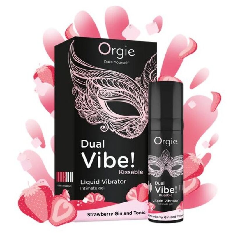 ORGIE - DUAL VIBE! VIBRADOR LÍQUIDO BEIJÁVEL COM SABOR DE MORANGO, GIN TÔNICA, 15 ML - Image 3