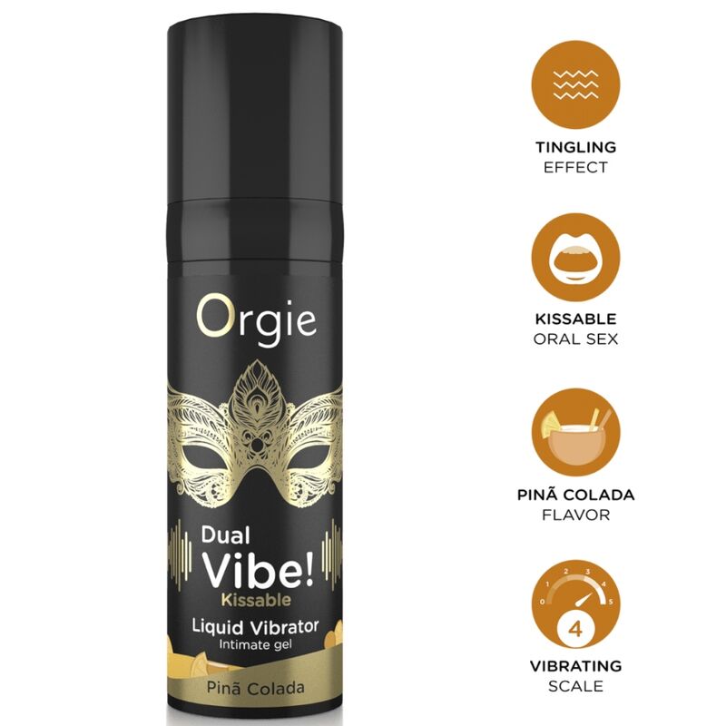 ORGIE - VIBE DUPLA! VIBRADOR LÍQUIDO BEIJÁVEL PIÑA COLADA 15 ML