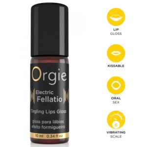 ORGIE - GLOSS LABIAL VIBRATÓRIO E FORMIGANTE PARA FELATIO ELÉTRICO 10 ML