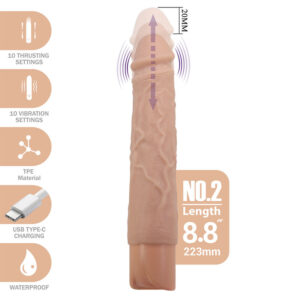 PRETTY LOVE - KESSLER DILDO VIBRATÓRIO REALISTA COM 10 MODOS DE VIBRAÇÃO E 10 NÍVEIS DE PROFUNDIDADE, 22 CM NATURAL