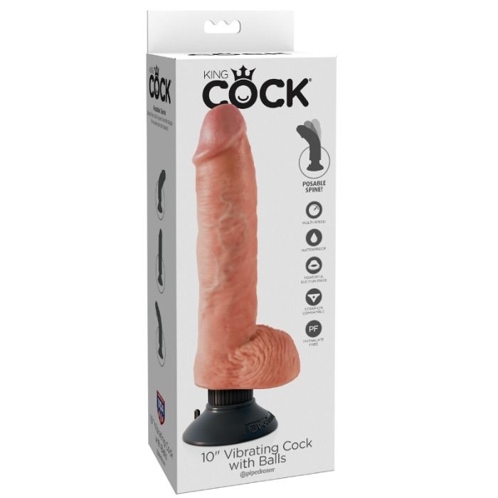 KING COCK - DILDO VIBRANTE COM TESTÍCULOS 25.5 CM COR NATURAL - Image 2