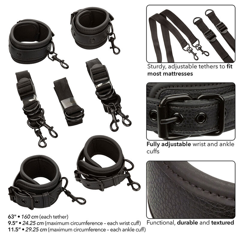 CALEXOTICS - NOCTURNAL RESTRIÇÕES DE CAMA COURO AJUSTÁVEL PRETO - Image 3