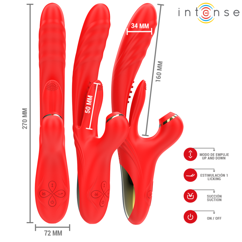 INTENSE - VIBRADOR MULTIFUNCIONAL KAROL THRUST & STIMULATION & ONDAS ESTIMULANTES VERMELHO - Image 4