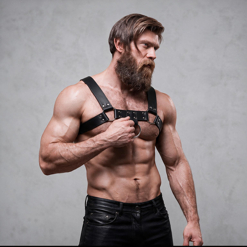 FETISH SUBMISSIVE ATTITUDE - ARNÊS DE PEITO DE COURO ECOLÓGICO MASCULINO - Image 3